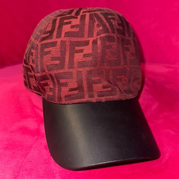 Fendi red zucca baseball cap hat